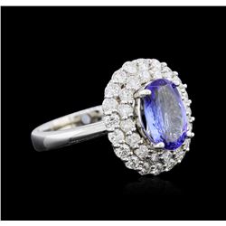 1.92ct Tanzanite and Diamond Ring - 14KT White Gold