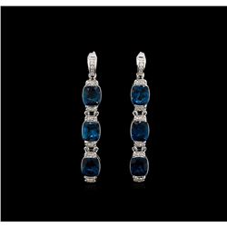 Crayola 21.00ctw Blue Topaz and White Sapphire Earrings - .925 Silver