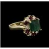 Image 1 : 2.94ct Emerald, Ruby and Diamond Ring - 14KT White Gold