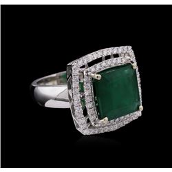 14KT White Gold 6.03ct Emerald and Diamond Ring