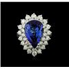 Image 2 : 14KT White Gold 6.85ct Tanzanite and Diamond Ring