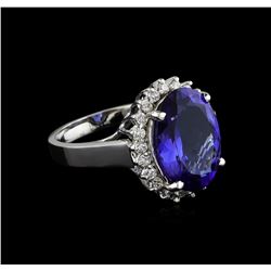 6.85ct Tanzanite and Diamond Ring - 14KT White Gold