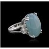 Image 1 : 14KT White Gold 7.60ct Aquamarine and Diamond Ring