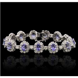 14KT White Gold 10.66ctw Tanzanite and Diamond Bracelet