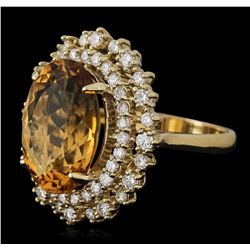 14KT Yellow Gold 8.56ct Citrine and Diamond Ring