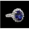 Image 1 : 5.63ct Tanzanite and Diamond Ring - 14KT White Gold