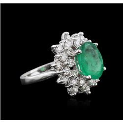 14KT White Gold 2.77ct Emerald and Diamond Ring