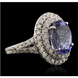 14KT White Gold 5.29ct Tanzanite and Diamond Ring