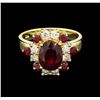 Image 2 : 3.65ctw Ruby and Diamond Ring - 14KT Yellow Gold