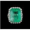 Image 2 : GIA Cert 22.51ct Emerald and Diamond Ring - 14KT White Gold