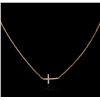 Image 1 : 14KT Rose Gold 0.09ctw Diamond Cross Pendant With Chain