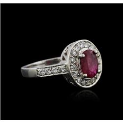 14KT White Gold 0.89ct Ruby and Diamond Ring