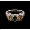 Image 1 : 1.85ctw Multi Color Sapphire and Diamond Ring - 14KT White Gold