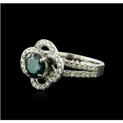 14KT White Gold 1.63ctw Blue Diamond Ring