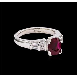 1.23ct Ruby and Diamond Ring - 14KT White Gold