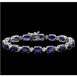 22.71ctw Blue Sapphire and Diamond Bracelet - 14KT White Gold