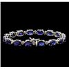 Image 2 : 22.71ctw Blue Sapphire and Diamond Bracelet - 14KT White Gold