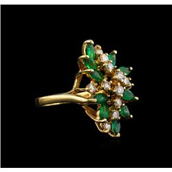 1.46ctw Emerald and Diamond Ring - 14KT Yellow Gold