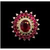 Image 2 : 6.82ctw Ruby and Diamond Ring - 14KT Yellow Gold