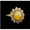 Image 1 : 2.15ct Opal and Diamond Ring - 14KT Yellow Gold