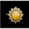 Image 2 : 2.15ct Opal and Diamond Ring - 14KT Yellow Gold