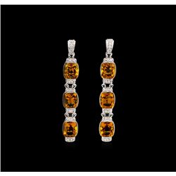 Crayola 15.60ctw Citrine and White Sapphire Earrings - .925 Silver