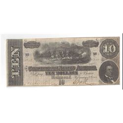 1864 $10 Confederate States of America Bank Note