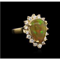 2.95ct Opal and Diamond Ring - 14KT Yellow Gold