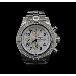 Breitling Stainless Steel 1.80ctw Diamond Super Avenger Mens Watch