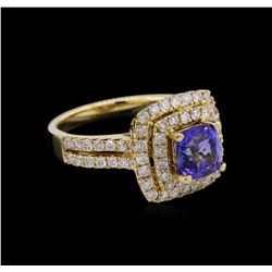 14KT Yellow Gold 1.76ct Tanzanite and Diamond Ring