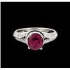 Image 2 : 1.25ct Ruby and Diamond Ring - 18KT White Gold