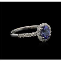 0.80ct Tanzanite and Diamond Ring -14KT White Gold