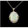 Image 1 : 14KT Yellow Gold 13.65ct Opal, Peridot and Diamond Pendant With Chain