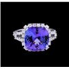 Image 1 : 6.90ct Tanzanite and Diamond Ring - 14KT White Gold