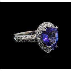 2.60ct Tanzanite and Diamond Ring - 14KT White Gold