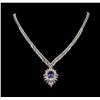 Image 1 : 14KT White Gold 3.87ct Tanzanite and Diamond Necklace