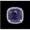 Image 2 : 15.64ct Blue Sapphire and Diamond Ring - 14KT White Gold