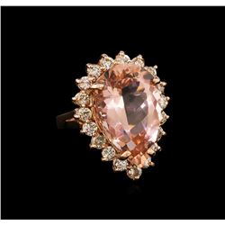 13.54ct Morganite and Diamond Ring - 14KT Rose Gold