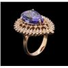 Image 3 : 8.88ct Tanzanite and Diamond Ring - 14KT Rose Gold