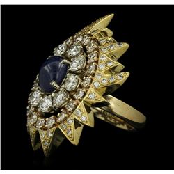 18KT and 14KT Yellow Gold 3.20ct Sapphire and Diamond Ring