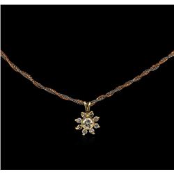 0.38ctw Diamond Flower Pendant - 14KT Tri-Tone Gold