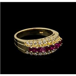 0.80ctw Ruby and Diamond Ring - 14KT Yellow Gold