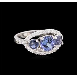 1.27ct Tanzanite, Sapphire and Diamond Ring - 14KT White Gold