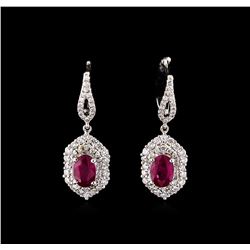 1.31ctw Ruby and Diamond Earrings - 18KT White Gold