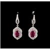 Image 1 : 1.31ctw Ruby and Diamond Earrings - 18KT White Gold