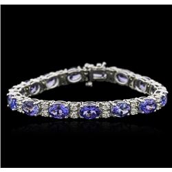 14KT White Gold 17.85ctw Tanzanite and Diamond Bracelet