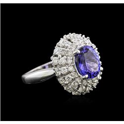 2.86ct Tanzanite and Diamond Ring - 14KT White Gold