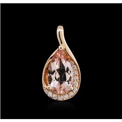 14KT Rose Gold 1.69ct Morganite and Diamond Pendant