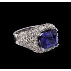 14KT White Gold 6.47ct Tanzanite and Diamond Ring