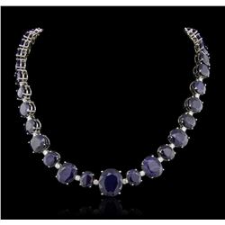 14KT White Gold 85.76ctw Sapphire Necklace